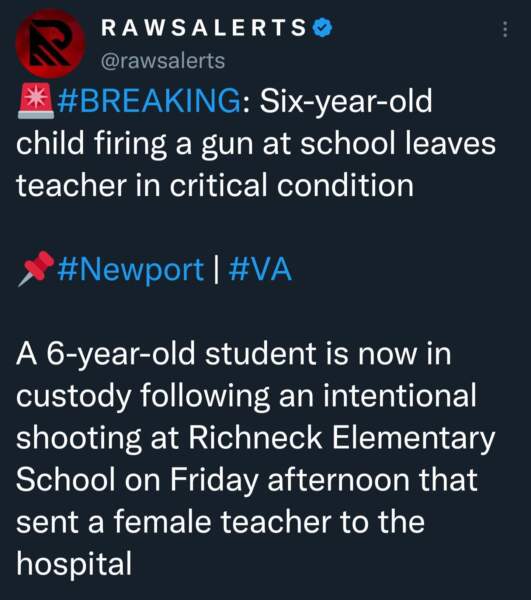 6-year-old shoots teacher in Virginia classroom