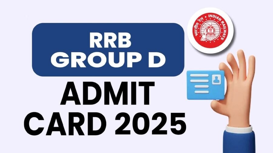 Student downloading RRB NTPC UG Admit Card 2025 on laptop with exam preparation essentials on desk.