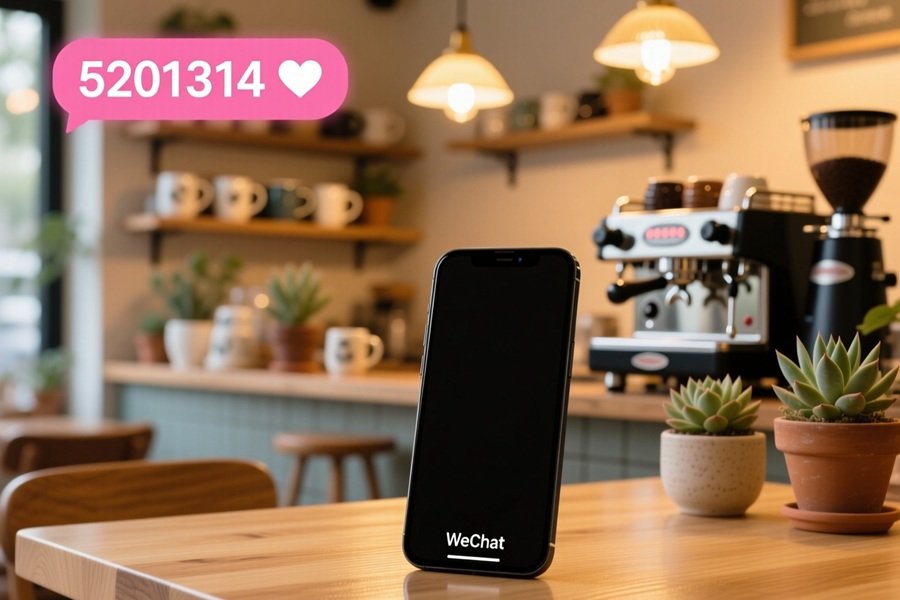 Smartphone screen displaying the Chinese love number 5201314