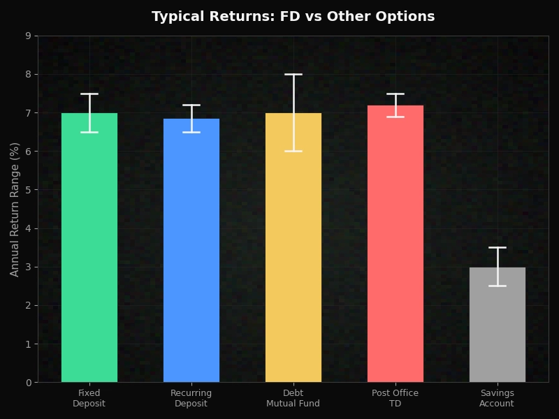 Fixed deposit rates calculator comparison chart FD vs other investment options