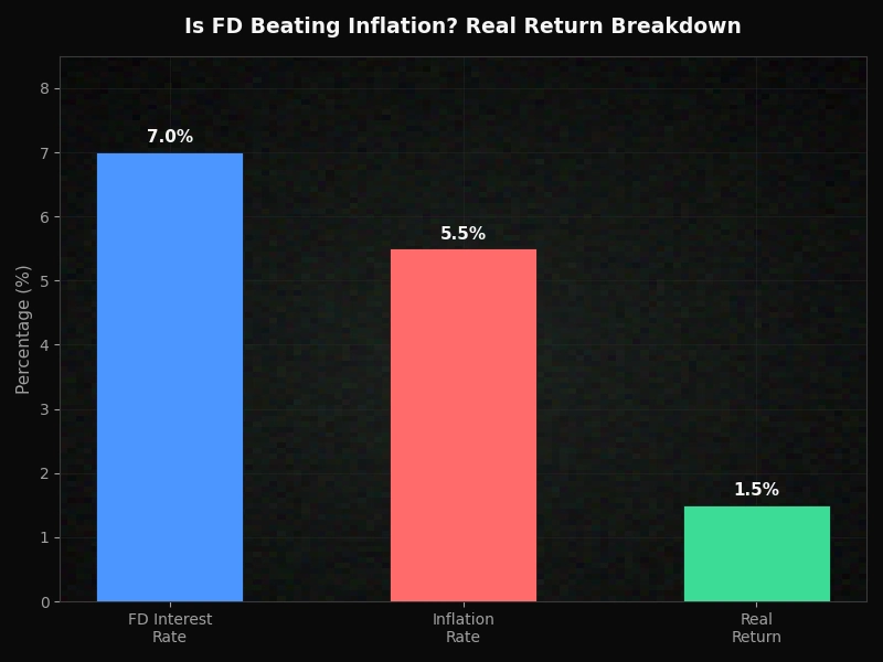 Fixed deposit rates calculator showing inflation-adjusted real FD returns